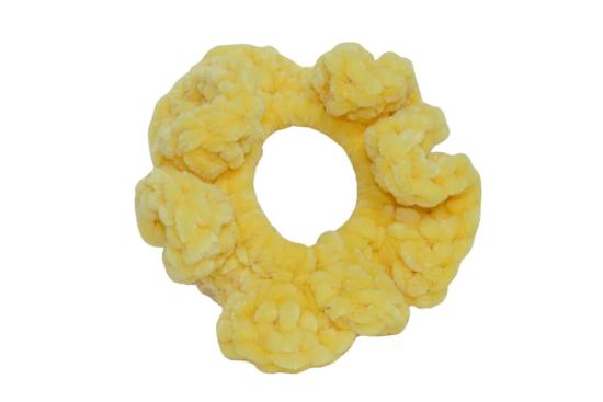 Handgehäkeltes Zopfgummi gelb