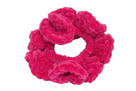 Handgehäkeltes Zopfgummi hotpink