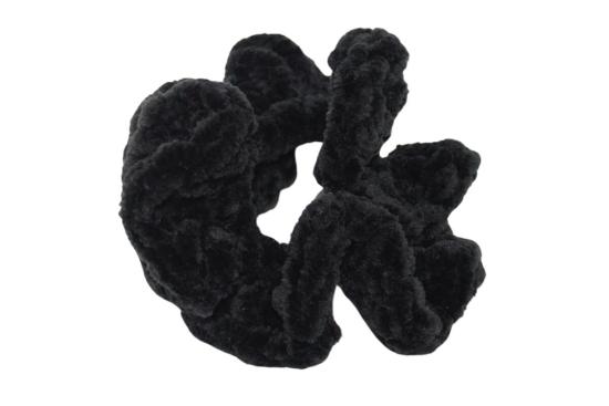 Handgehäkeltes Zopfgummi schwarz