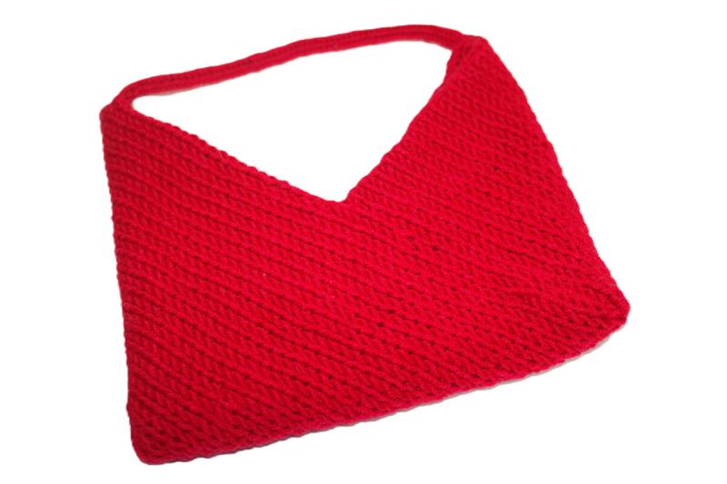 Kleine gestrickte rot Tasche