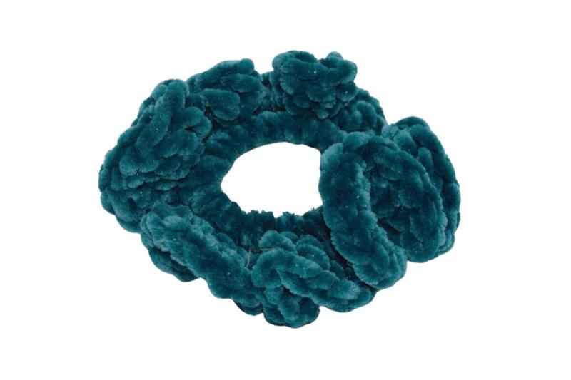 Handgehäkeltes Zopfgummi dunkelgrün