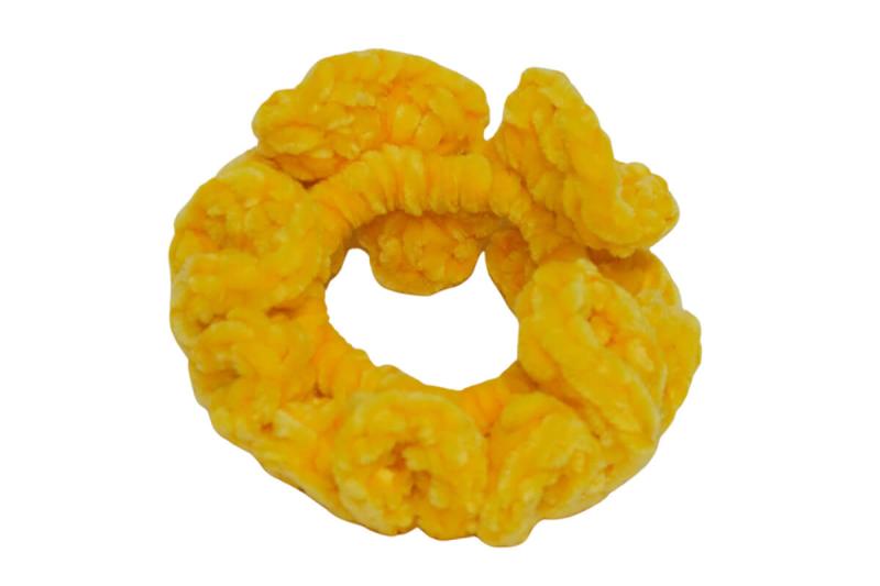 Handgehäkeltes Zopfgummi giraffengelb