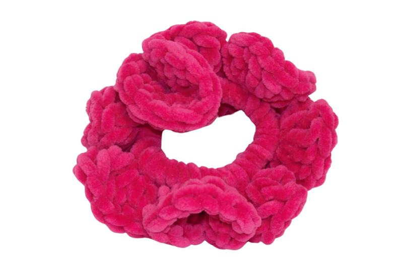 Handgehäkeltes Zopfgummi hotpink
