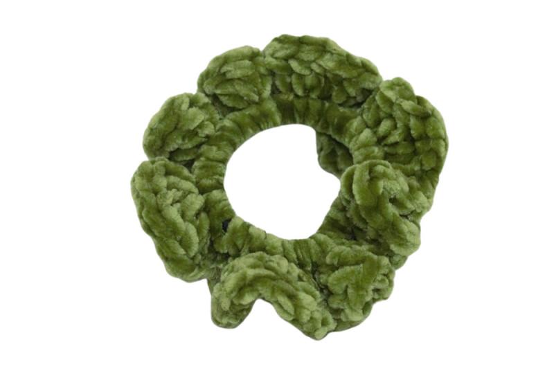 Handgehäkeltes Zopfgummi limettengrün