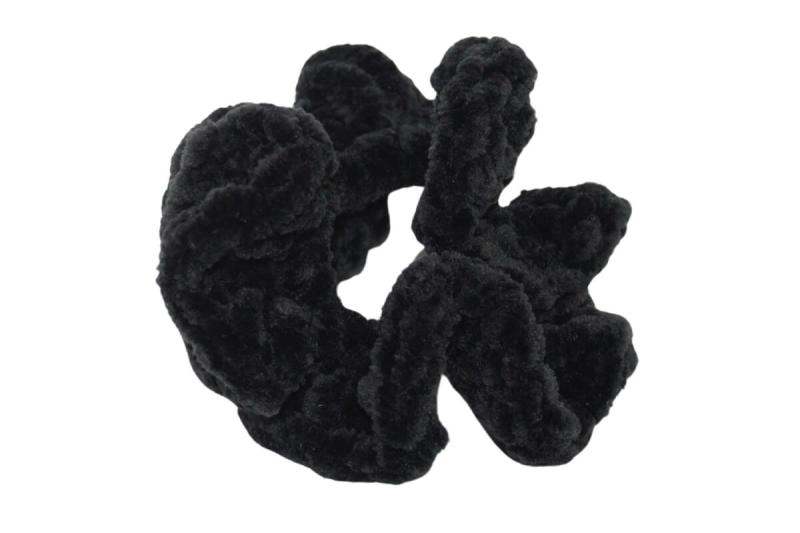 Handgehäkeltes Zopfgummi schwarz